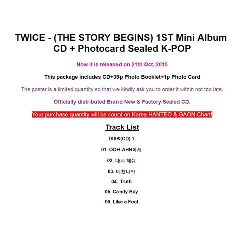 Twice The Story Begins 1st Mini Album Cd