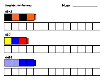 Complete the Patterns with Unifix Cubes by Mrs Fox's Kindergarten