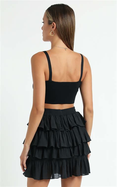 Minkpink Merindah Layered Mini Skirt In Black Showpo