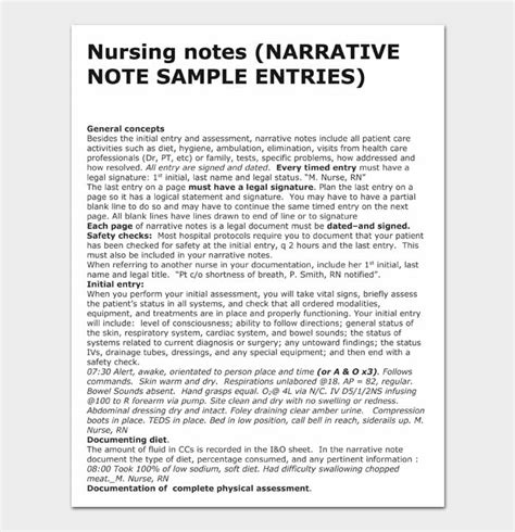 Nursing Note Templates