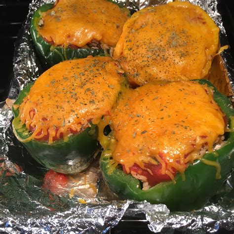 Lower calorie option i substitute cauliflower for rice this significantly reduces the calorie count and the taste is not affected at all. low carb stuffed green peppers: Directions, calories, nutrition & more | Fooducate
