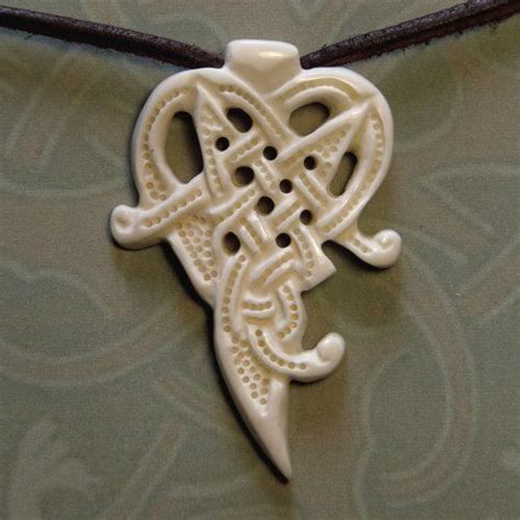 Celtic Or Viking Style Bone Pendant Witches Heart Wodenswolf