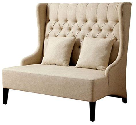 247shopathome Wingback Bench Ivory Loveseat Furniture Love Seat
