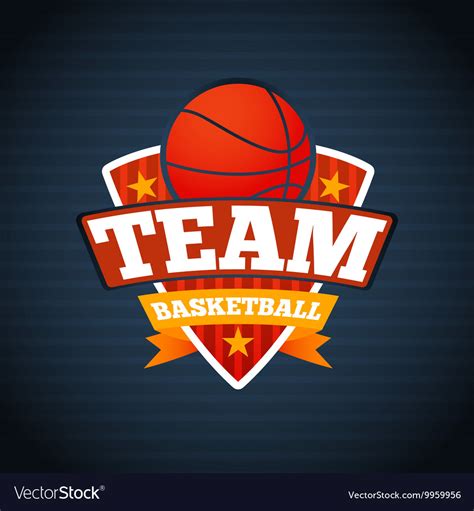 Basketball Team Logo Template With Ball Stars And Vector Image
