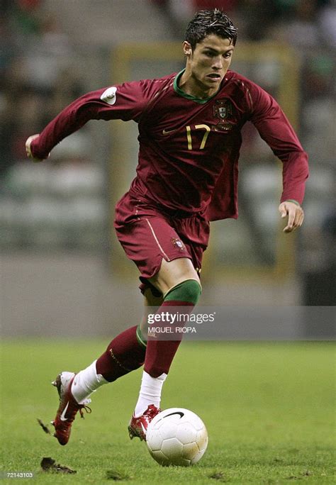 Portugals Cristiano Ronaldo Runs With The Ball During A Euro 2008
