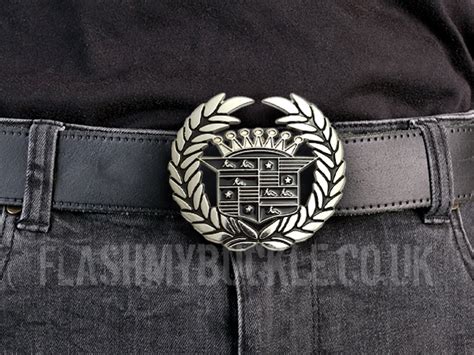 Black And Silver Cadillac Crown And Pinup Girl Belt Buckle