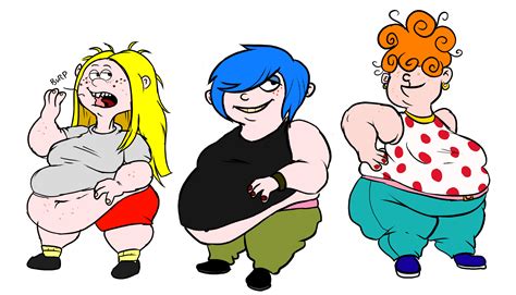 curveybooru 3girls bbw belly belt big breasts blonde hair blue hair burp ed edd n eddy fat