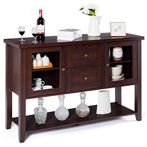 For example, if you want to refresh an older piece of furniture without having to deal with stains or paint, glass table tops are a great option. Giantex Buffet Cabinet Sideboard with Two Drawers and ...