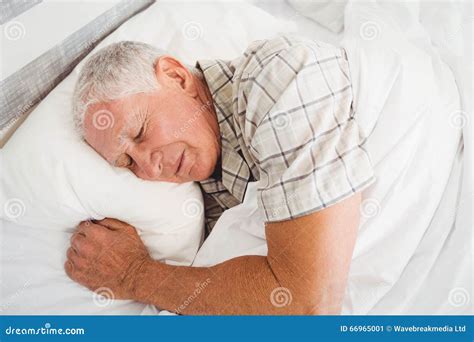 Senior Man Sleeping On Bed Stock Image Image Of Head 66965001