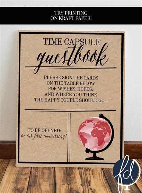 Time Capsule Sign Wedding Time Capsule Travel Guest Book Etsy