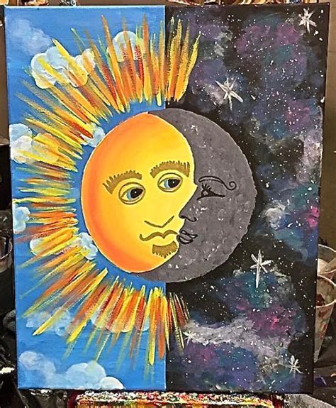 Sun And Moon Painting Etsy