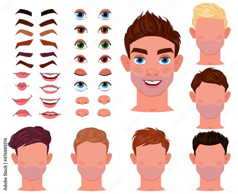 Cartoon Man Face Constructor Male Character Creator Male Face