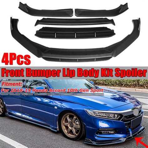New 4pcs Front Bumper Lip Body Kit Spoiler For Honda Accord 10th Gen