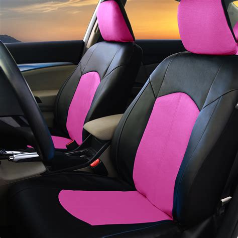 They are often found in small cars and sports cars. PU Leather Car Seat Covers For Auto Pink Black 5 Headrests ...