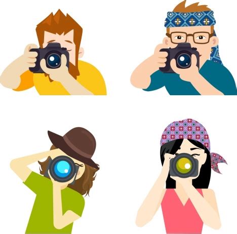 Photographer Icons Various Types In Flat Colors Vectors Stock In Format