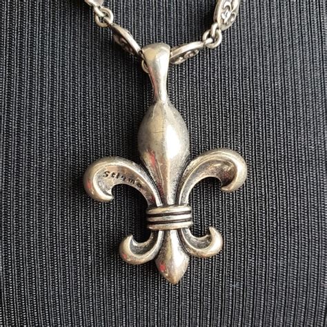 Stigma Jewelry Stigma Oxidized Silver Fleur De Lis Chain Unisex