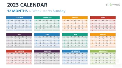 2023 Calendar Template Powerpoint 2023 Printable Calendar