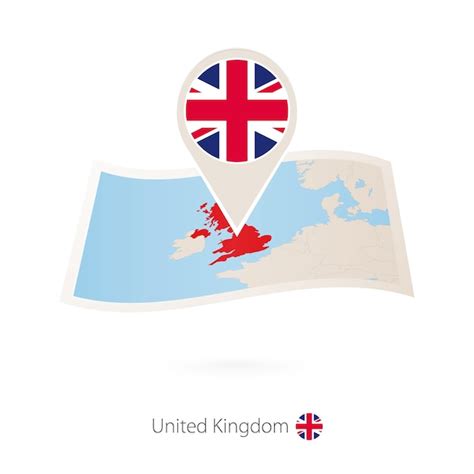 Premium Vector Folded Paper Map Of United Kingdom With Flag Pin Of Uk