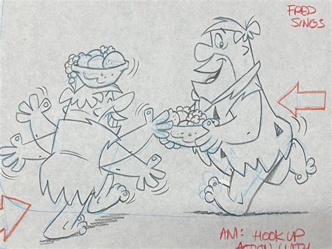 The Flintstones Original Drawing Of Frederick Fred Flintstone And