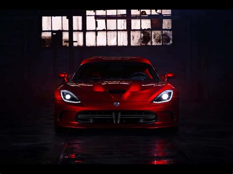 Download Glossy Red Dodge Viper Warehouse Wallpaper