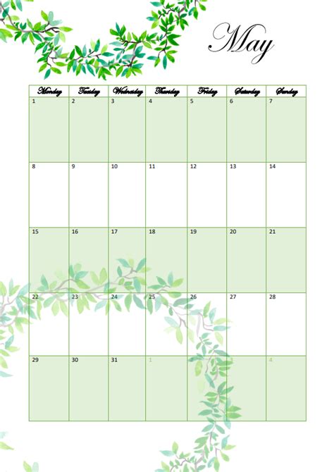 Free May Printable Calendar Download