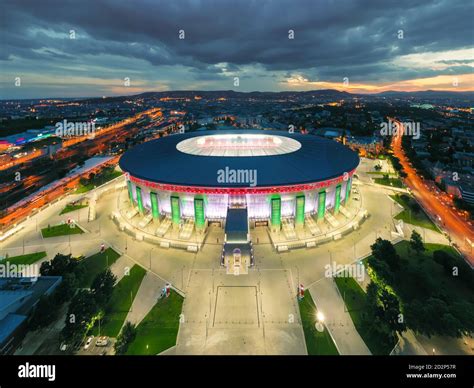 Amazing Giant Arena Building In Hungary Illuminated Ferenc Puskas Stadium Also Known As Puskas