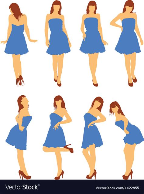 Girls In Various Poses Royalty Free Vector Image