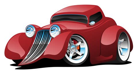 Red Hot Rod Restomod Coupe Cartoon Car Vector Illustration