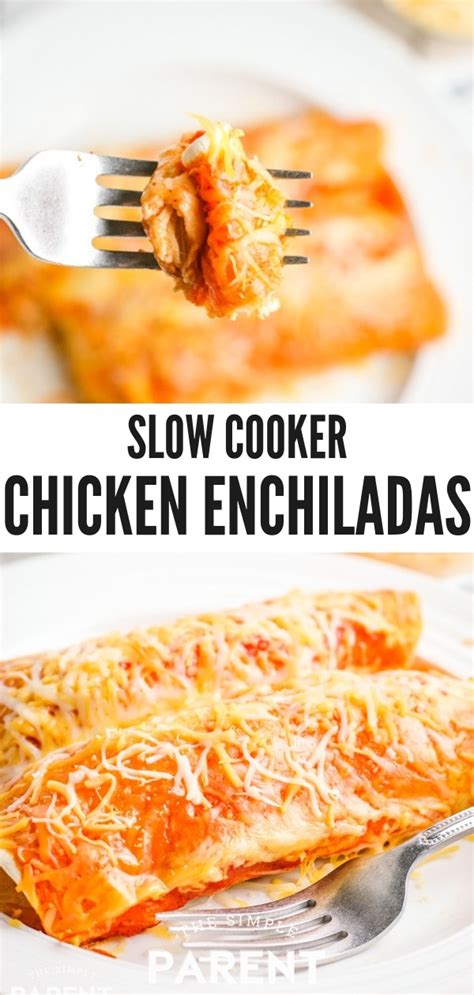 Pour the chicken broth and enchilada sauce over the chicken. Crock Pot Chicken Enchiladas to Go Beyond Taco Tuesday!