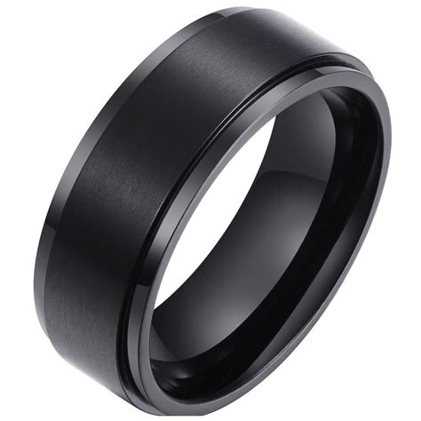 8 Mm Black Titanium Mens Wedding Band