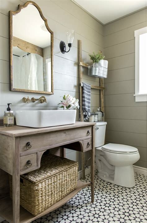 Check this contemporary farmhouse bathroom over at domino. Farmhouse Bathrooms and Projects - Knick of Time