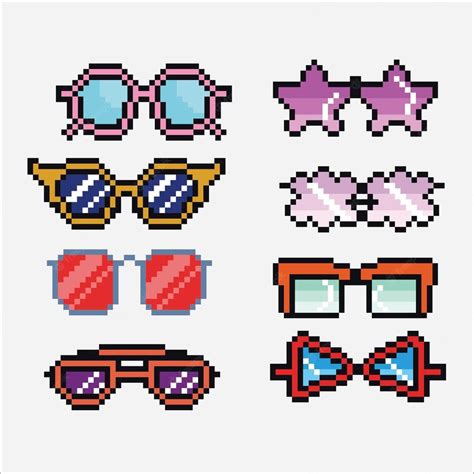 Premium Vector Pixel Art Vector Glasses Set