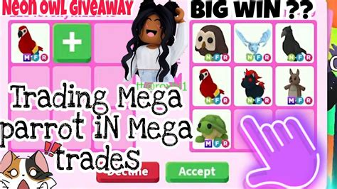 Trading Mega Neon Parrot In Roblox Adopt Me Mega Trades And Giveaway