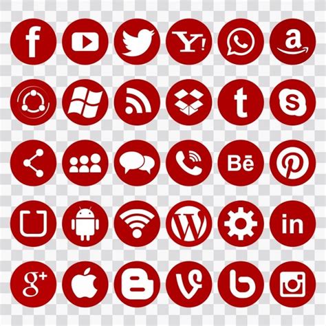 Red Icons For Social Networks Vector Free Download