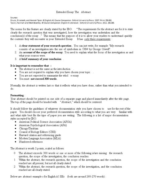 Abstract Extended Essay Templates At