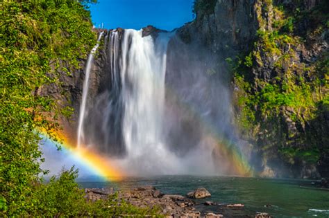 Double Rainbow At Snoqualmie Falls In Washington Stock Photo Download