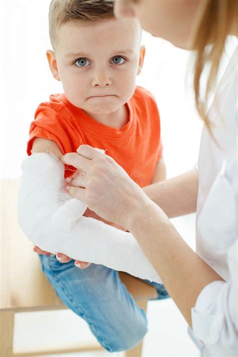 Little Boy With A Broken Arm Stock Photo Image Of Girl Face 145200694