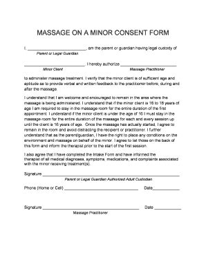 Massage Consent Form For Minors Fill Out And Sign Printable Pdf Template Signnow
