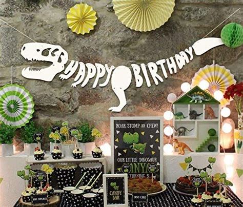 Dinosaur happy birthday banner you can download instantly. Geefuun Dinosaur Dino Happy Birthday Banner Fossil ...