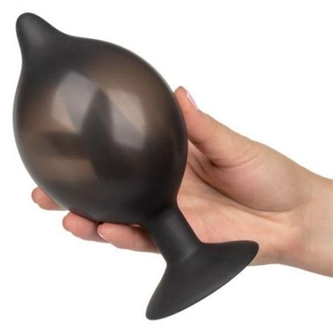 Large Silicone Inflatable Plug With Removeable Hose Black Sex Toys
