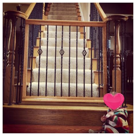 Fabric baby gates for stairs with banisters 4. Baby gate that matches your staircase!! | Diy baby gate ...
