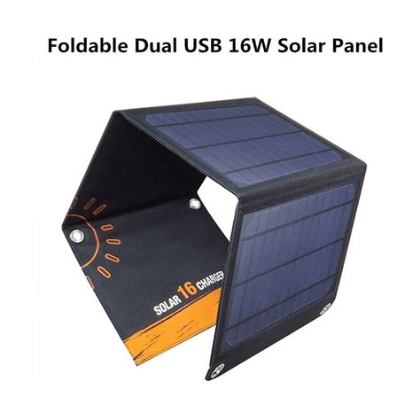 Foldable 5v 2 6a Max 16w Solar Panel For Moble Phones Tablet Pc Dual Usb Solar Battery Portable