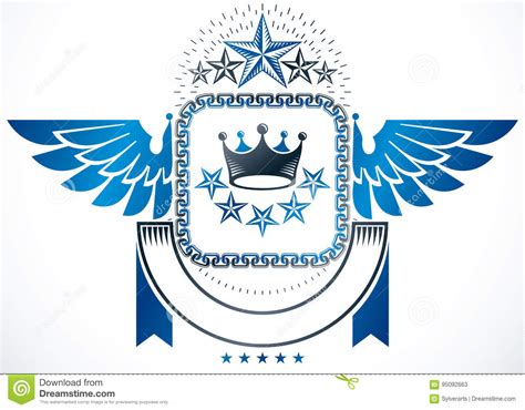 Winged Classy Emblem Vector Heraldic Coat Of Arms Created Using Stock