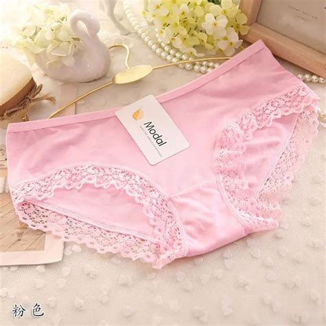 Lace Cotton Women Panries Solid Color Mid Rise Underwear Sexy Summer Breathable Panty High