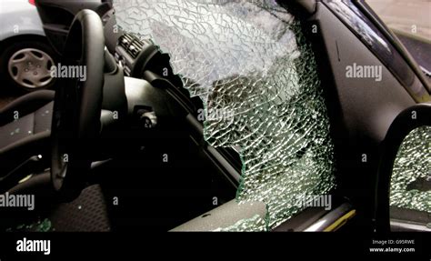 Car Crime A Broken Car Window Stock Photo Alamy