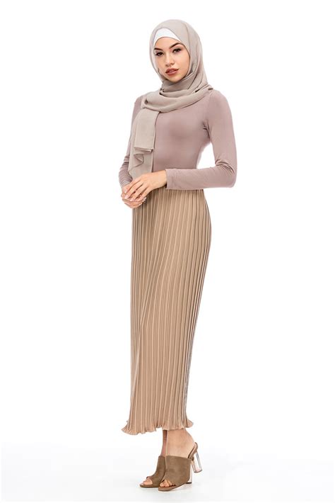 Muslim Women Pleated Long Skirt Pencil Stretch Bodycon High Waist Islamic Dress Ebay