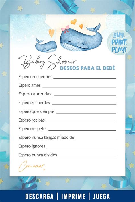 Juegos Baby Shower Para Niño Pack De Imprimibles De Ballena Etsy