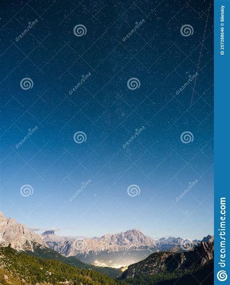High Mountains And Stars Dolomite Alps Italy Landscape In The