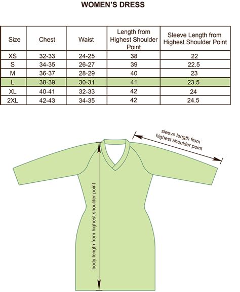 Dress Size Chart Female Dresses Images