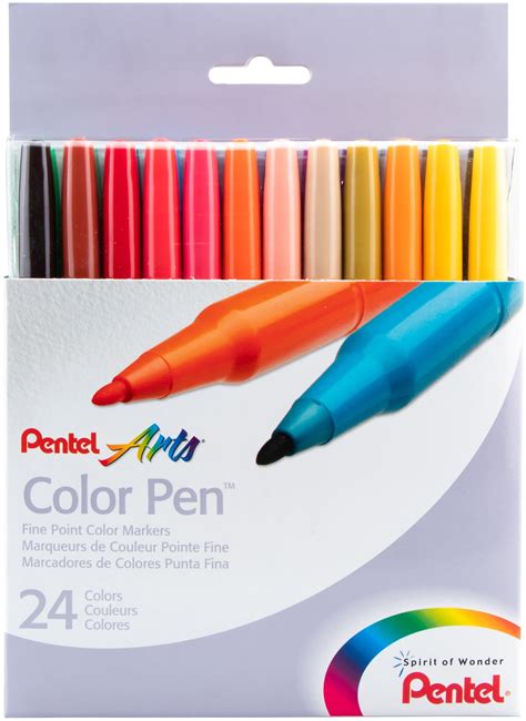 Pentel Arts Color Pen Fine Point Color Markers 36pkg Assorted Colors